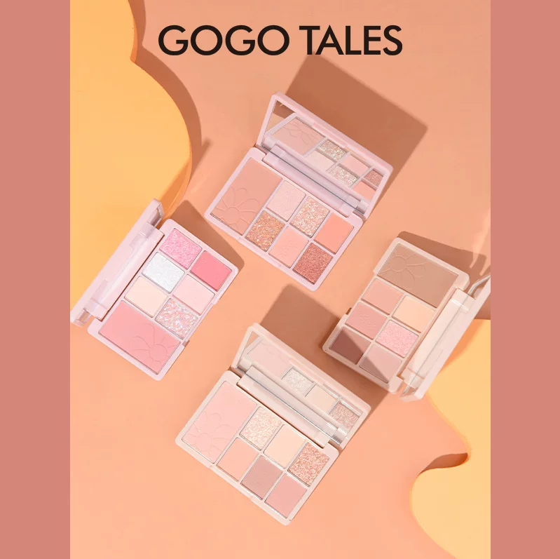 Тени для век (gogotales), матовые оттенки с румянцем, 4 варианта цвета, кисть по желанию