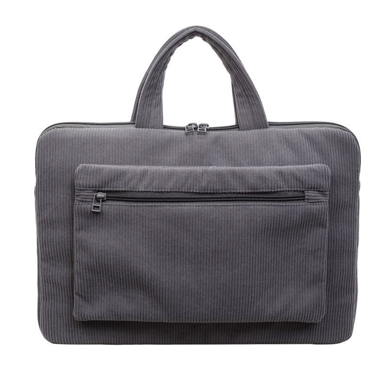ng2510227 Bolsa feminina de veludo cotelê de 14 polegadas, modelo maleta simples e elegante para uso diário, ideal para notebooks e laptops._voghion.com