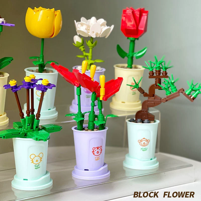 Lego, constructor, smart toy, Chinese horoscope, bouquet, small particles