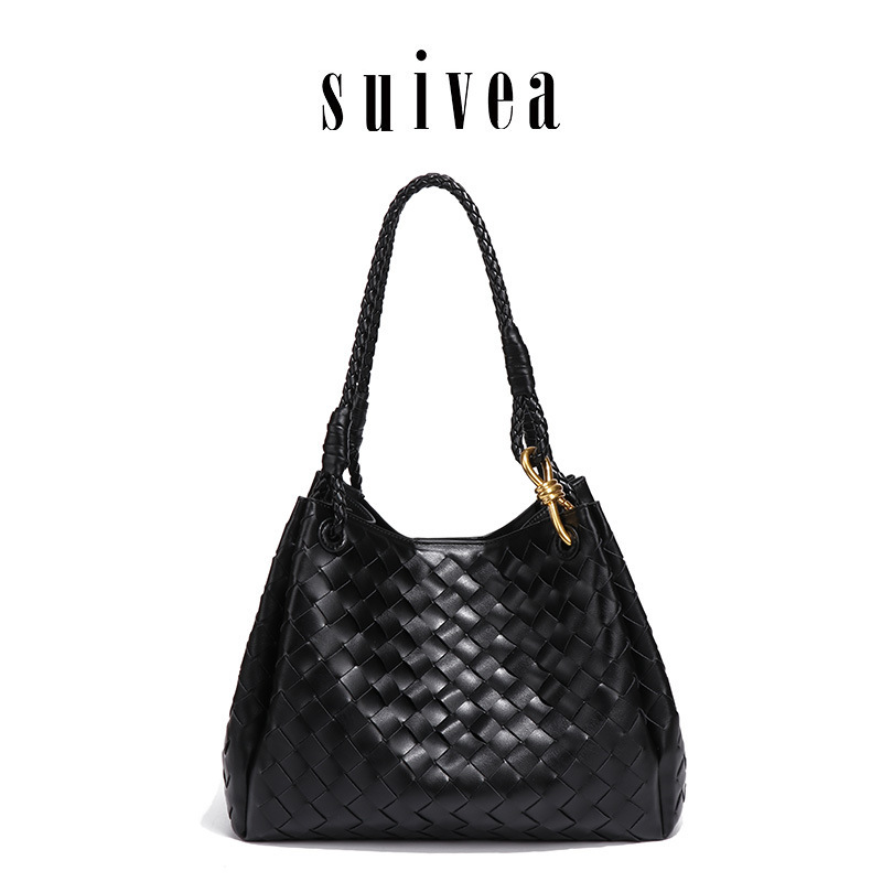 B Brand's New Woven Parachute Bag, Old Money Style Underarm Bucket Bag, Large Capacity Commuter Shoulder Tote Bag for Women