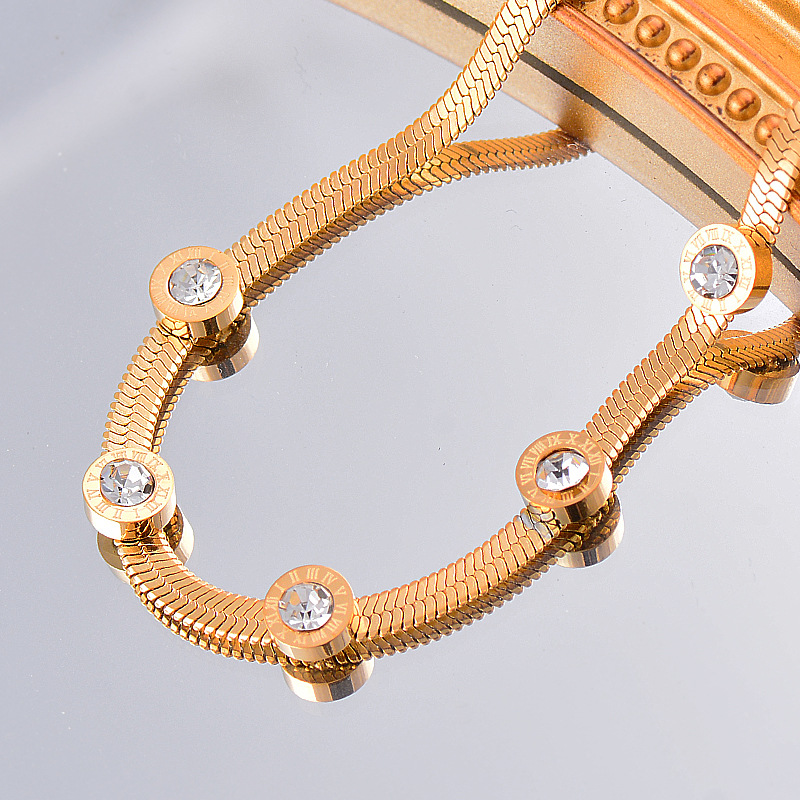 Fashion Geometric Titanium Steel Inlay Zircon Bracelets 1 Piece