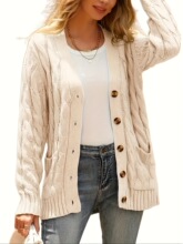 N 12505 Long Knit Cardigan with Pockets ������֯���� �羳ר