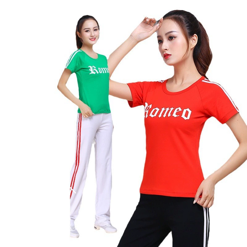 Летняя одежда для танца в стиле новый хлопок брюки аэробика спортивная одежда большой размер танцевальная одежда для женщин