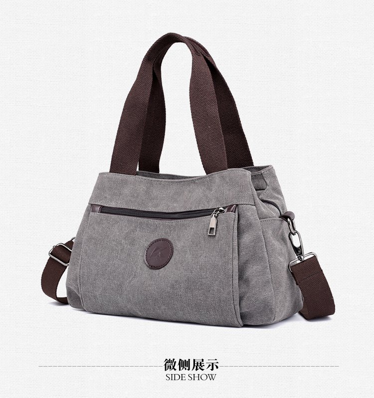 New casual canvas European and American women's single-shoulder bag, solid color trendy women's bag and handbag, cross-border one-piece consignment worldwide undefined