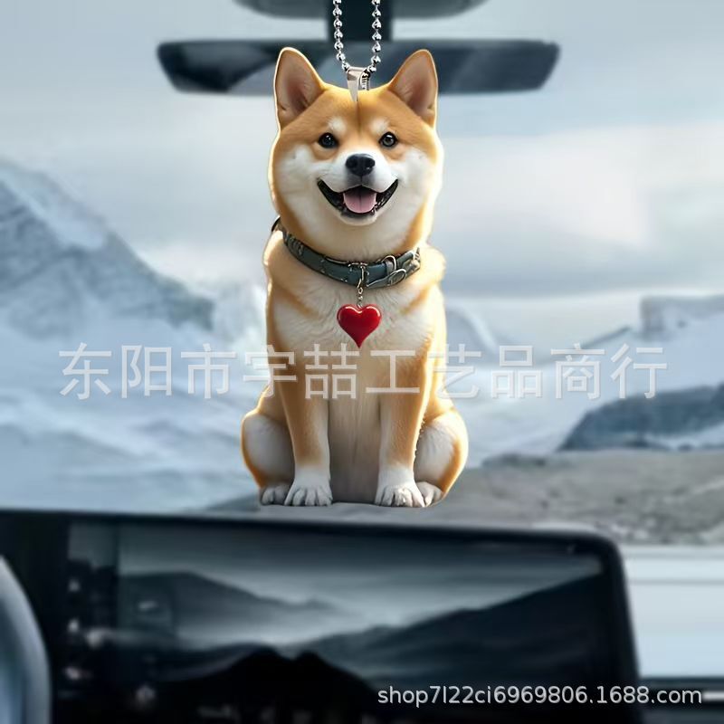 Cross-Border Popular Smiling Shiba Inu Christmas Tree Decoration Small Pendant School Bag Pendant Car Pendant Car Hanging