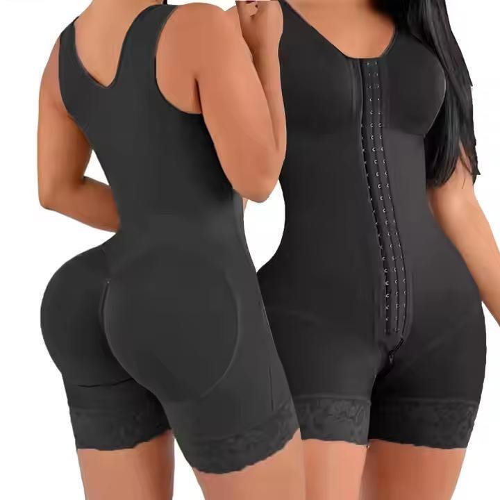 European and American Style Bottom Zipper Shapewear New Model Tummy Control Butt-Lifting Body Shaper Lace Buttoned Tight-Fitting Lingerie