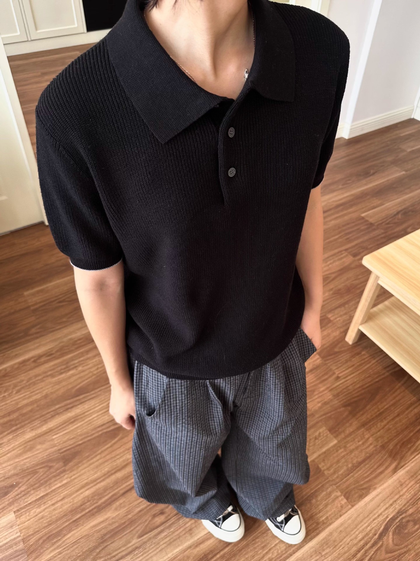 Gestricktes Polohemd Für Damen Und Herren Baumwolle Leinen Blumen_voghion.com
