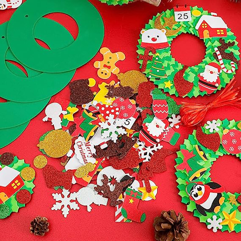 クリスマスバブル花輪工芸品セット装飾自己接着クリスマスシールサンタクロース冬青葉児童シール|undefined