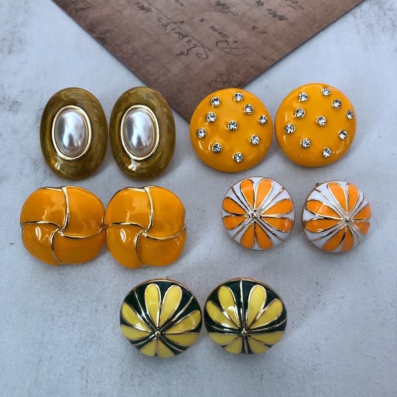 Pendientes De Aguja De Plata 925 Con Esmalte Amarillo display picture 1