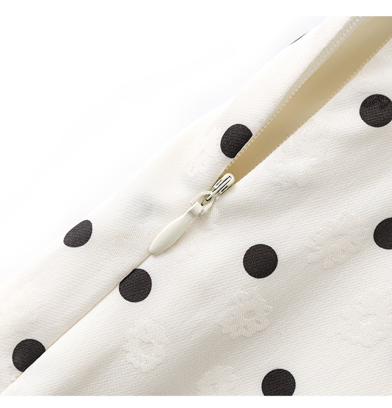 Váy maxi tay phồng chấm bi phong cách Pháp, chất liệu jacquard satin ren rủ — Màu mơ chi tiết 15