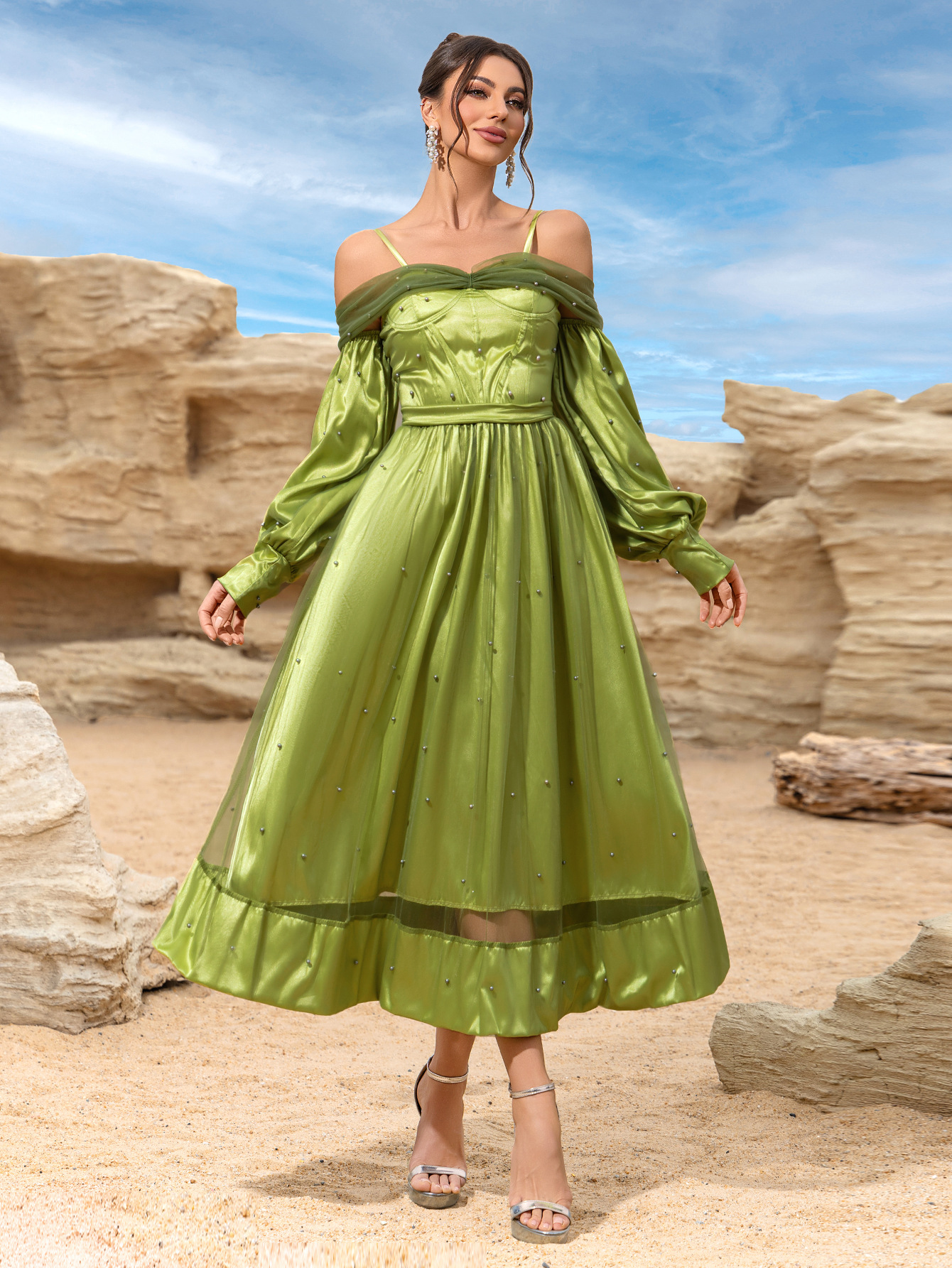 Europa y los Estados Unidos transfronterizos primavera y verano comercio exterior nueva ropa de mujer deseo Amazon sexy vestido de braza de hombro