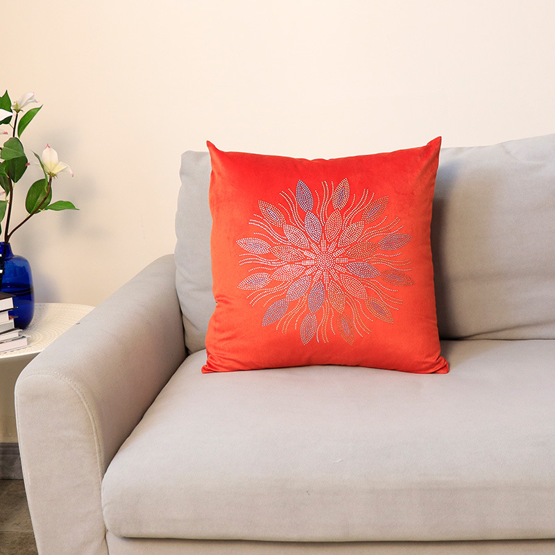 Moderno semplice colore olandese velluto strass fiore federa decorazione della casa modello camera divano cuscino fodera all'ingrosso_voghion.com