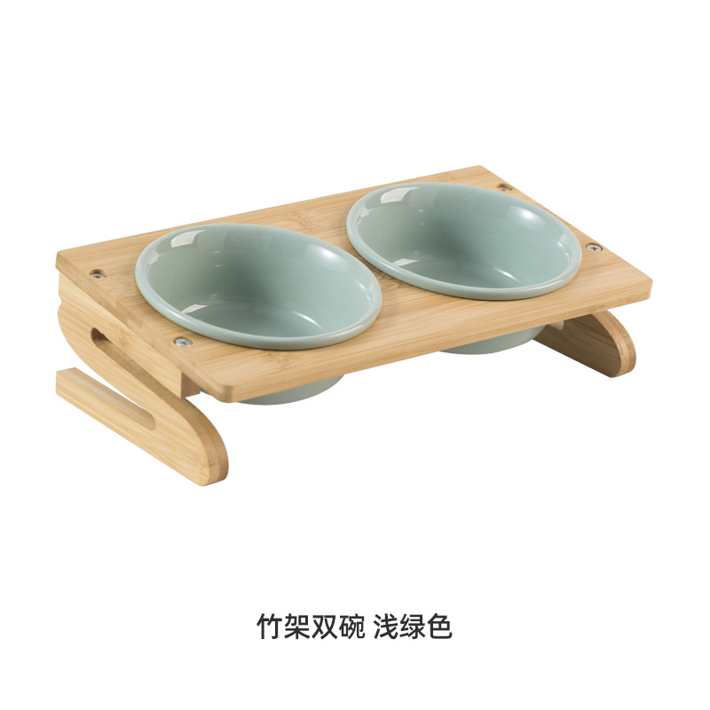 Tazón de cerámica gato tazón de comida para gatos tazón de perro tazón de beber tazón doble tazón de protección cervical suministros para mascotas