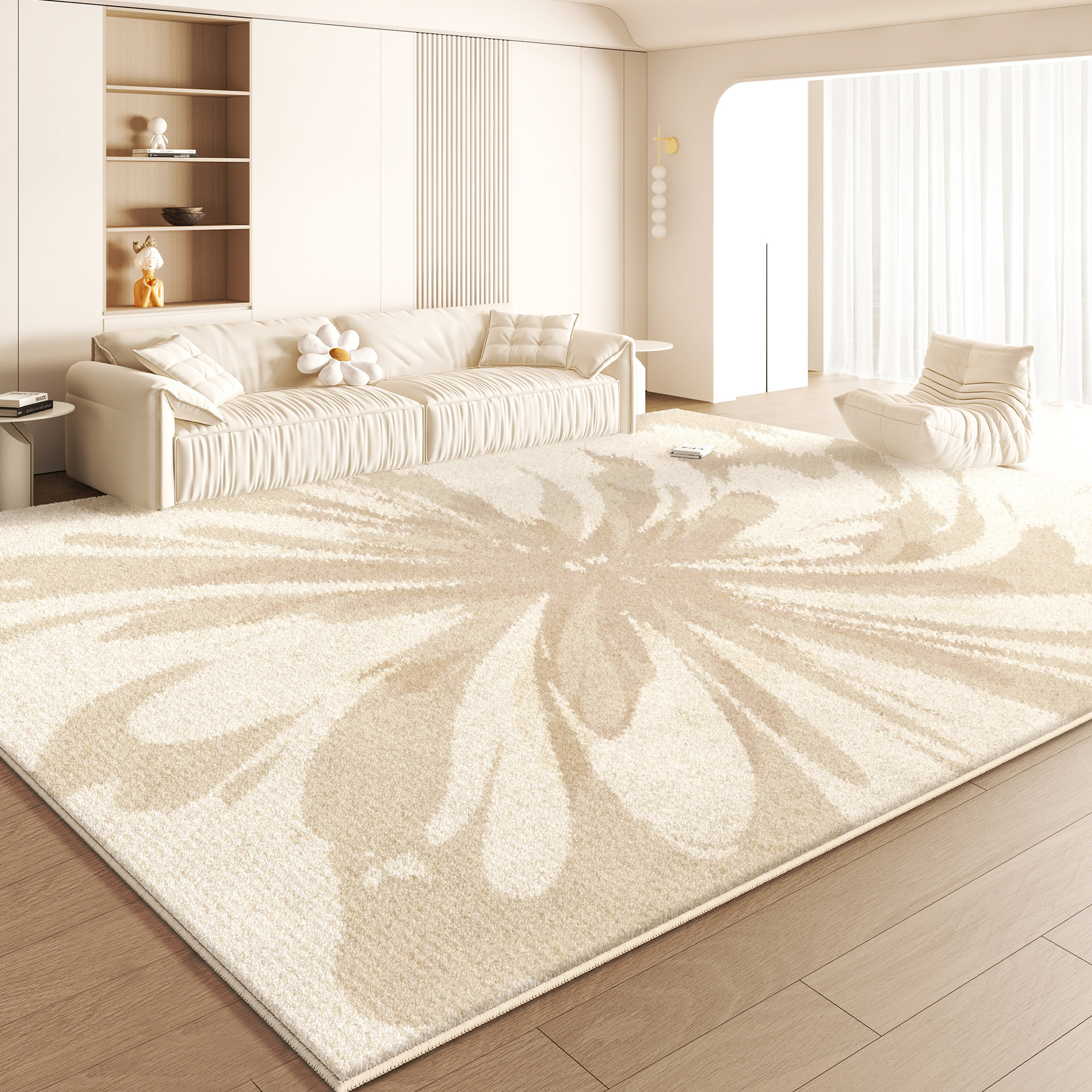 Nuevo alto grado de sensación de alfombra espesa de viento crema imitación de cashmere impermeable sin lavado se puede limpiar la almohadilla de mesa de té de la sala de estar del dormitorio