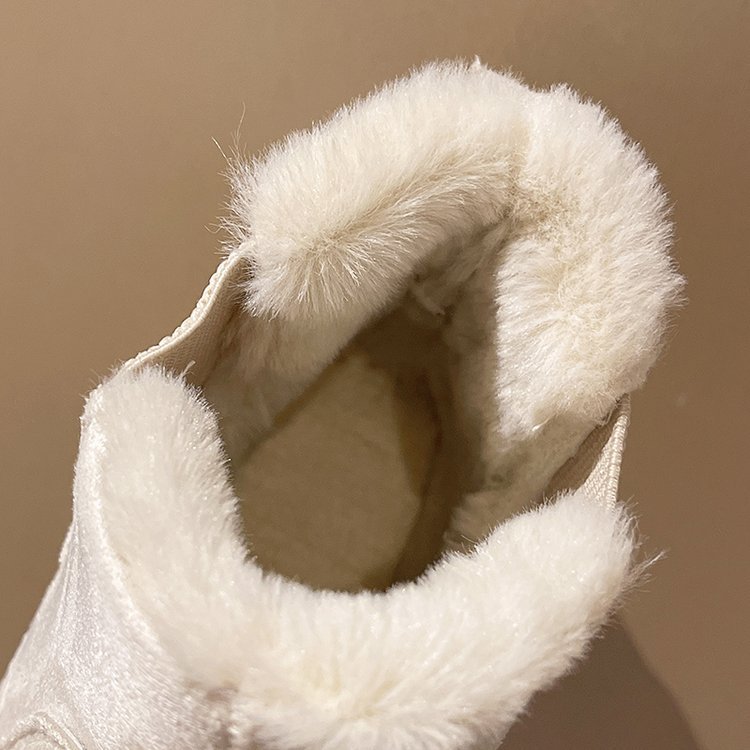 Women's platform snow boots in cotton shoes with wool round toe cotton boots_voghion.com