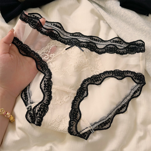 Fashionable little tricks~ Sexy lace underwear with mesh and breathable design for young girls, delicate butterfly ties, skin-friendly low-rise triangle pants