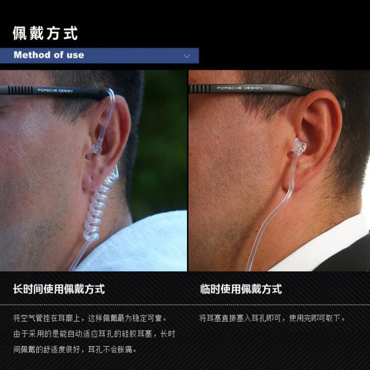 Auriculares universales Baofeng con tubo de aire para walkie-talkie, auriculares con reducción de ruido, antirradiación, antitensión, tipo gancho para la oreja