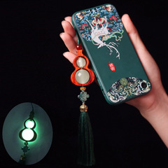 Creative Night Light Gourd Phone Chain for Car, Phone String, Redwood Handicraft Decor for Men and Women