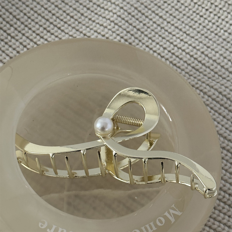 Nischendesign Wellenperlen-Haarnadel Modische, elegante Haarspange für den Hinterkopf, Haarspange mit Haifischclip für kalten Wind, Haarschmuck für Damen_voghion.com