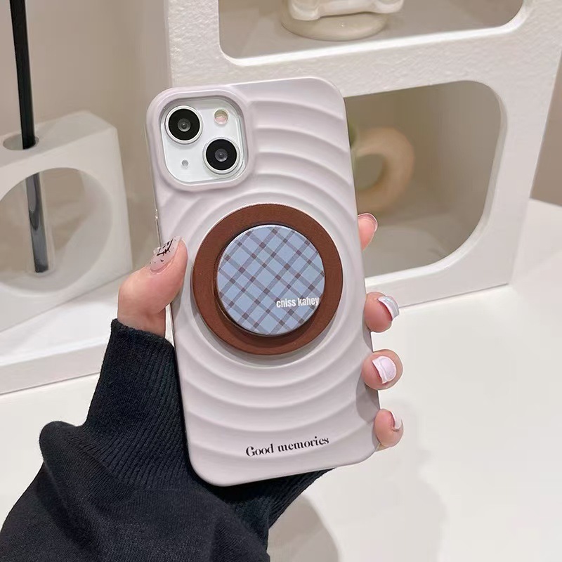 Sencillo de onda magnética de color sólido 16ProMax soporte a cuadros 14 para Apple 15 funda para teléfono móvil 13 pareja 15PM