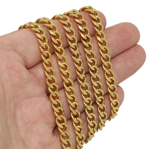 6mm wide stainless steel hexagonal cuban link chain 1.6mm wire diameter Feagaro NK chain DIY necklace bracelet accessory