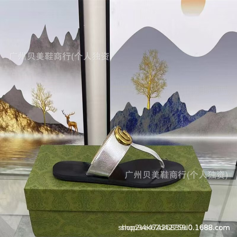 欧美g家夹趾拖女2025夏季新款gg扣平跟丁字凉鞋外穿轻便平底凉拖|undefined
