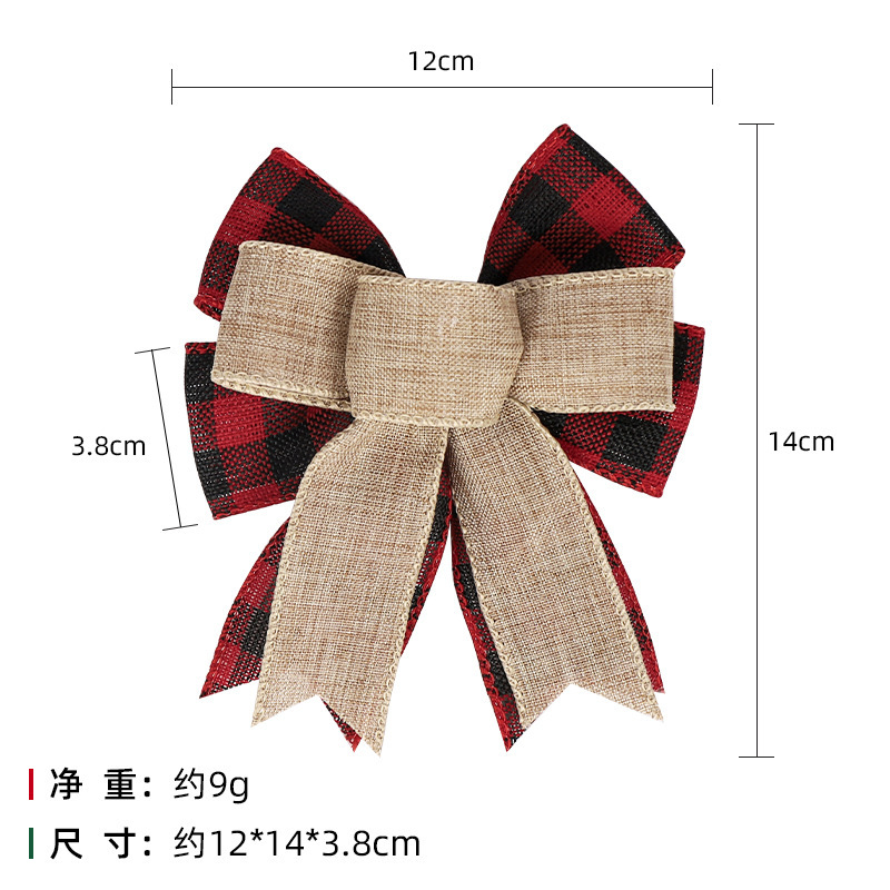 メーカーの格子縞の布は麻の拷問をまねて針金の辺の蝶結びのクリスマスの花輪の装飾のペンダントの板の部品の卸売りを持ちます。|undefined