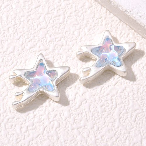 Sweet, cute, sweet and cool, fashionable alloy, colorful liquid five-pointed star beads, DIY handmade jewelry, bracelet and necklace