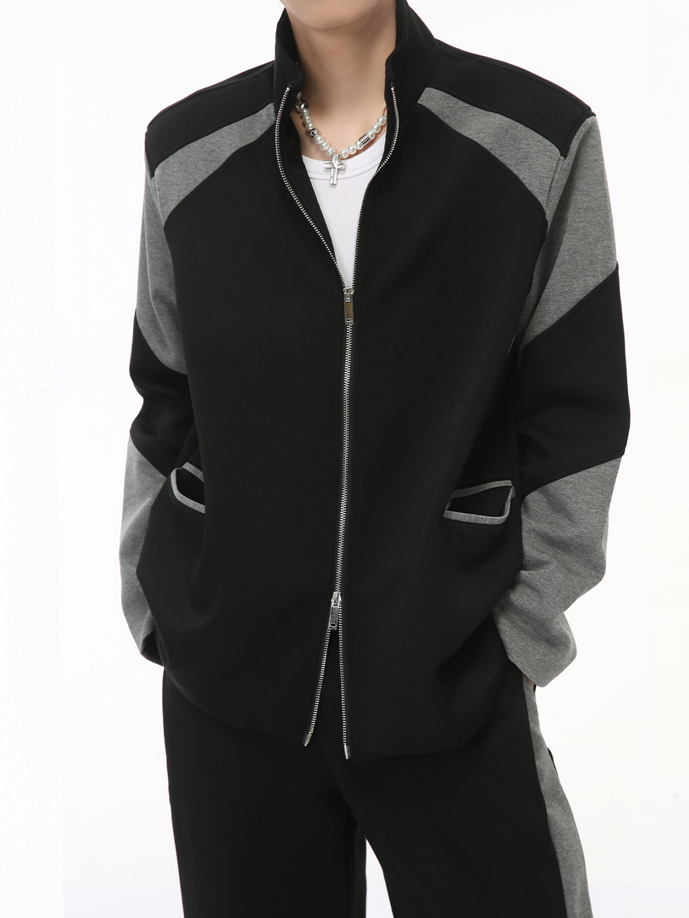 MTLCLOTHES Hombres| 2024 otoño nuevo producto coreano color de moda collar hombro cojín juego deportivo casual