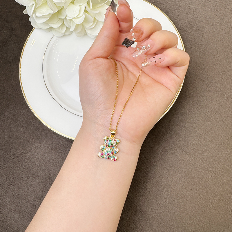 Transfronterizos Vietnam arenas collares de oro de estilo europeo y americano con diamantes osos pequeños set de pendientes femeninos no se desvanecen joyas