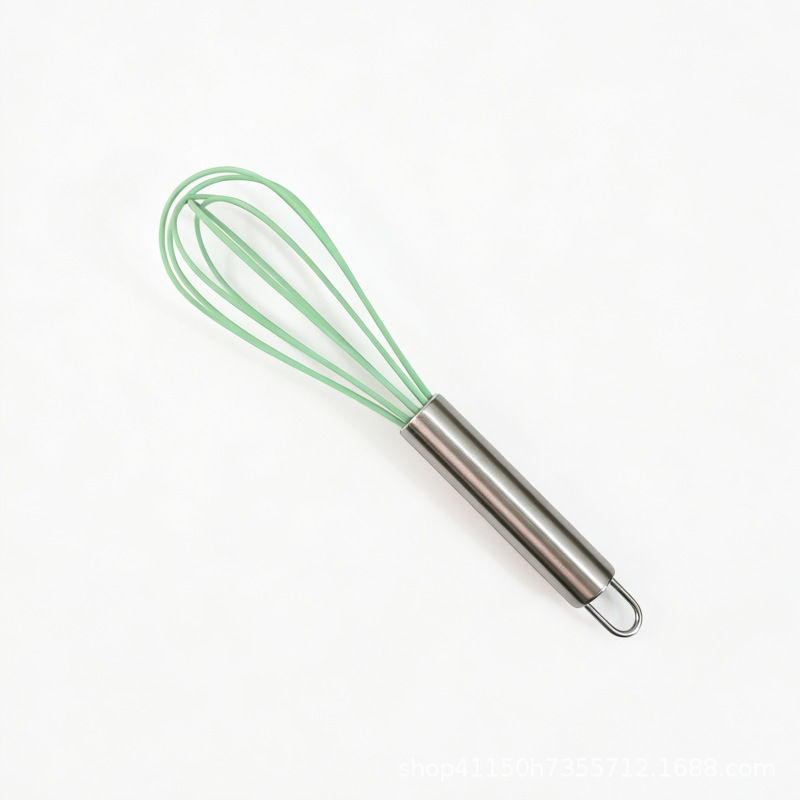 Batidor de huevos de silicona manual de acero inoxidable crema dispensador de mano licuadora mini herramienta de horneado casera colorida image 14