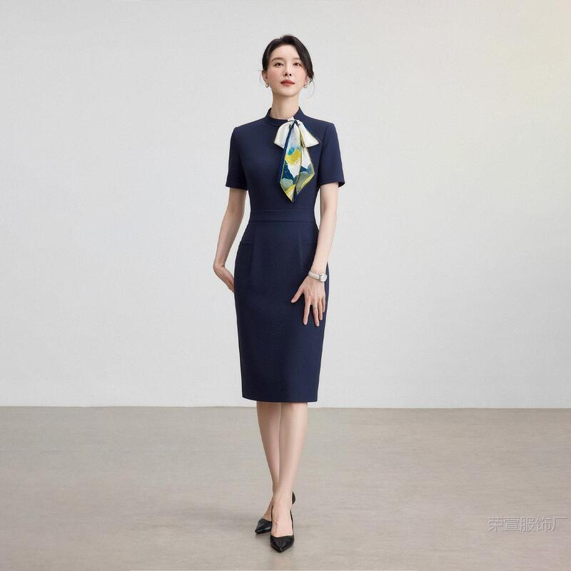 Summer Light Luxury Workwear Dress for Women, Ol Style, Stewardess Uniform, Beauty Salon, Hotel Front Desk Reception Work Uniform Summer Light Luxury Workwear Dress for Women, Ol Style, Stewardess Uniform, Beauty Salon, Hotel Front Desk Reception Work Uniform