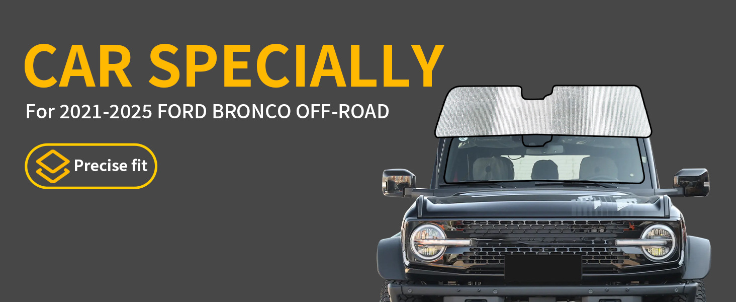 Black and silver sunshade for 2123 Ford Bronco, front windshield sunshade, sun protection car sunshade