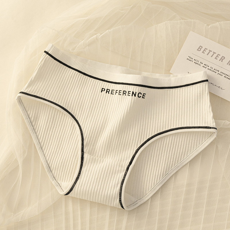 Nueva ropa interior de algodón de las mujeres transpirable algodón inferior entrepierna letra impresa chica calzoncillos deportes estilo chica ropa interior