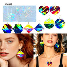 亚马逊爆款创意几何耳坠“WM009”挂件装饰滴胶diy树脂全息模具