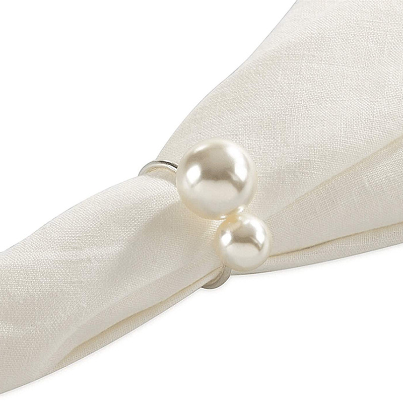 Daily Occasion Simple Round Pearl Metal Napkin Rings 6 Pieces Per Pack