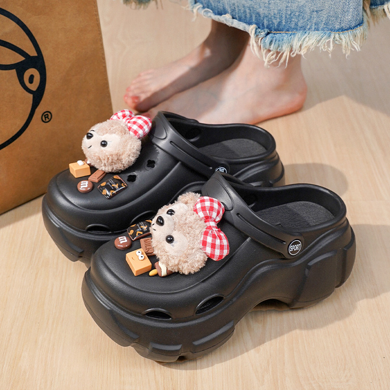 Cartoon cute summer fashionable Crocs-style slippers platform