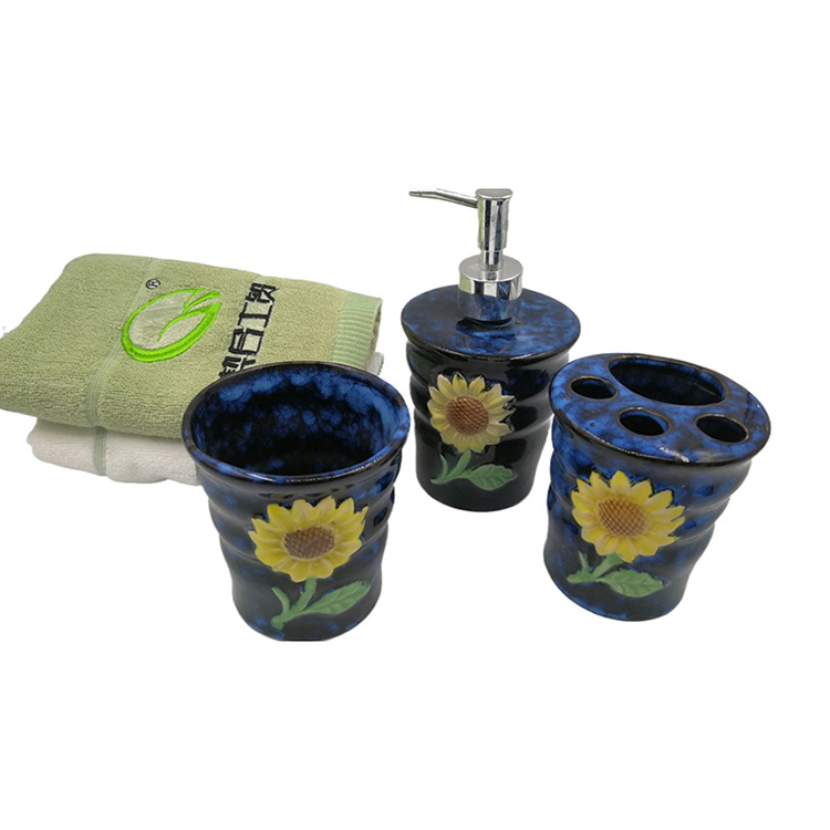 Baño personalizado de cuatro piezas Baño de hotel cuadrado Juego de lavado Combinación de baño Juego de baño de cerámica de 4 piezas