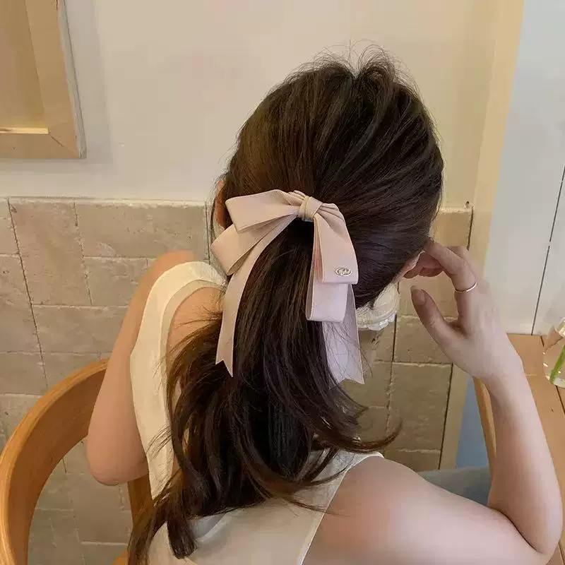 粉色飘带大蝴蝶结发夹女高级感后脑勺发卡2025新款高端顶夹头饰