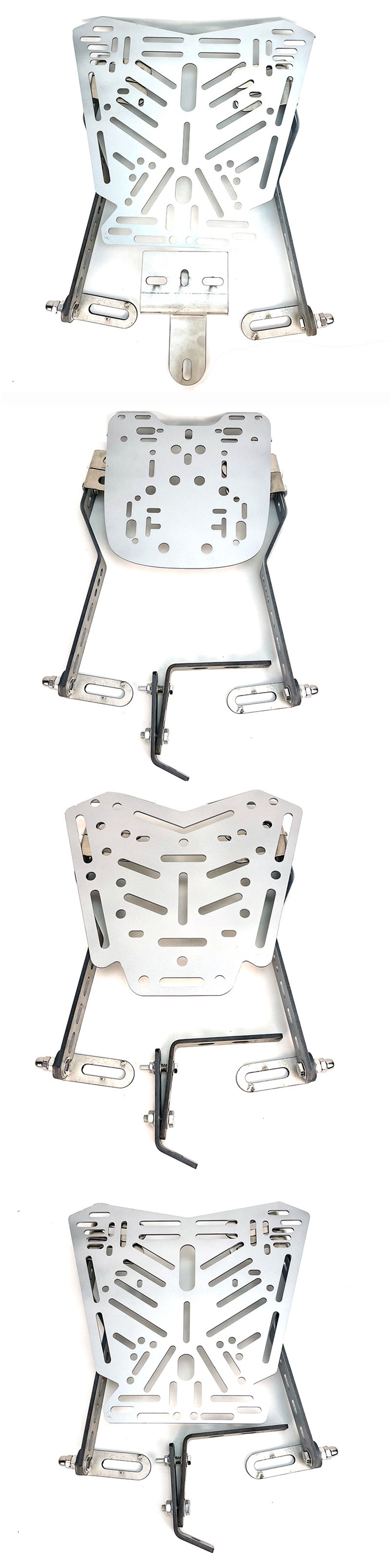 Universal Aluminum Alloy Tail Box Rack for Electric Vehicles, Three-Hole Combination Bracket, Motorcycle Trunk Reinforced Load-Bearing Rack