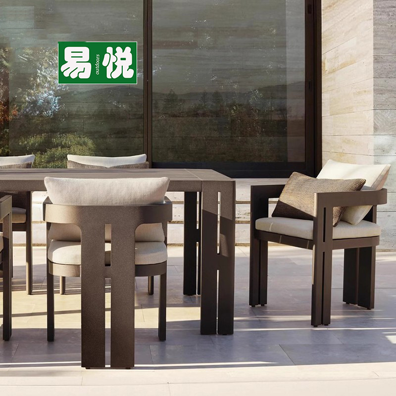 Aluminio patio chalet terraza muebles de ocio al aire libre a prueba de agua mesas y sillas de madera maciza mesas y sillas de teca al aire libre