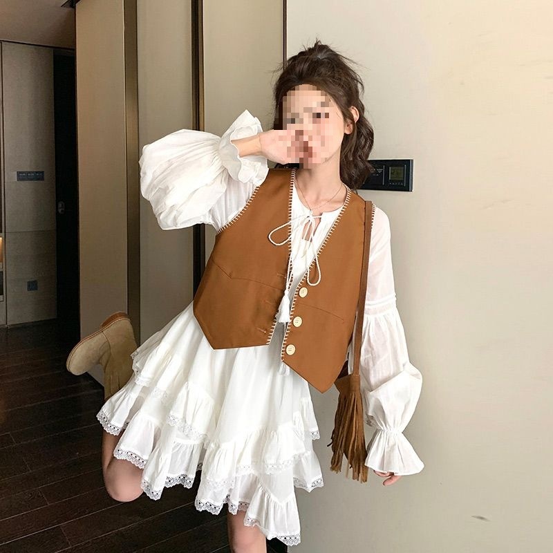 温柔穿搭超仙马甲小香风两件套春装新款显瘦小个子甜美减龄连衣裙|undefined