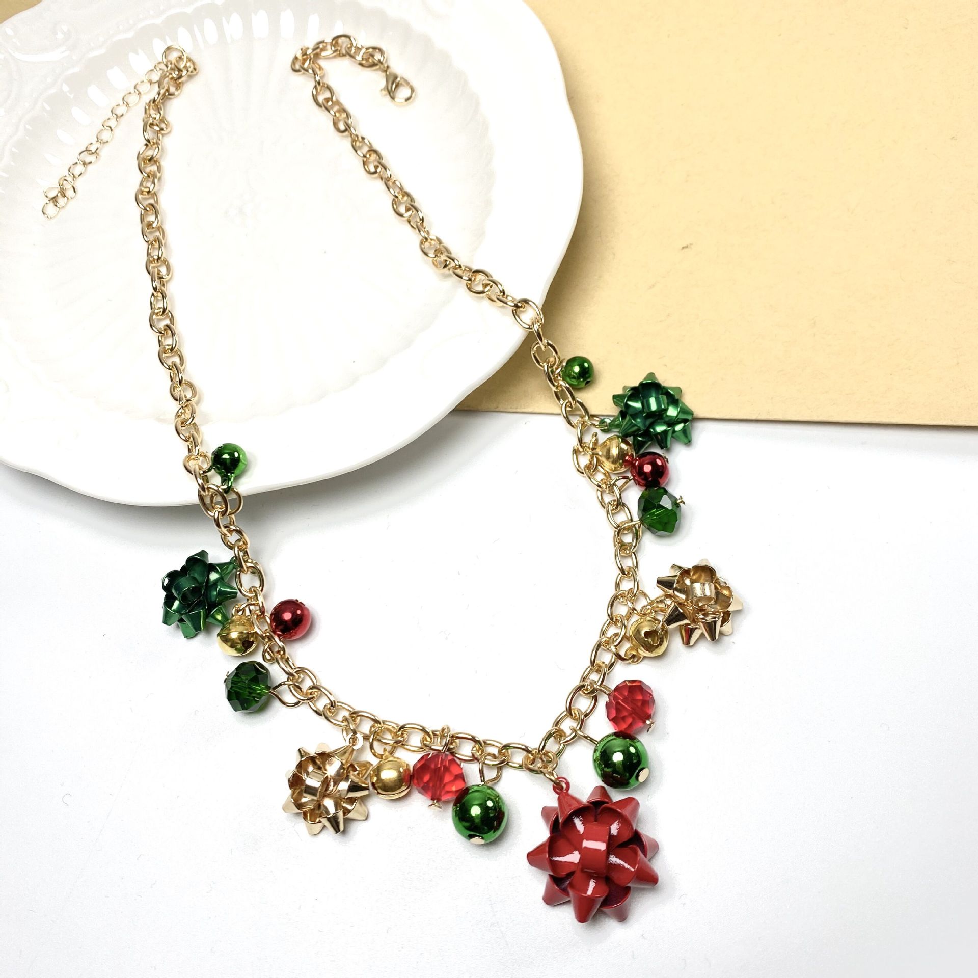 65g Weight Costume Props Event & Party Supplies Necklace Classification Daily Occasion Alloy Material Christmas Festival Flower Pattern Women'S Gender Plating Design Fashion Style Fashion Flower Alloy Plating Women's Necklace 2