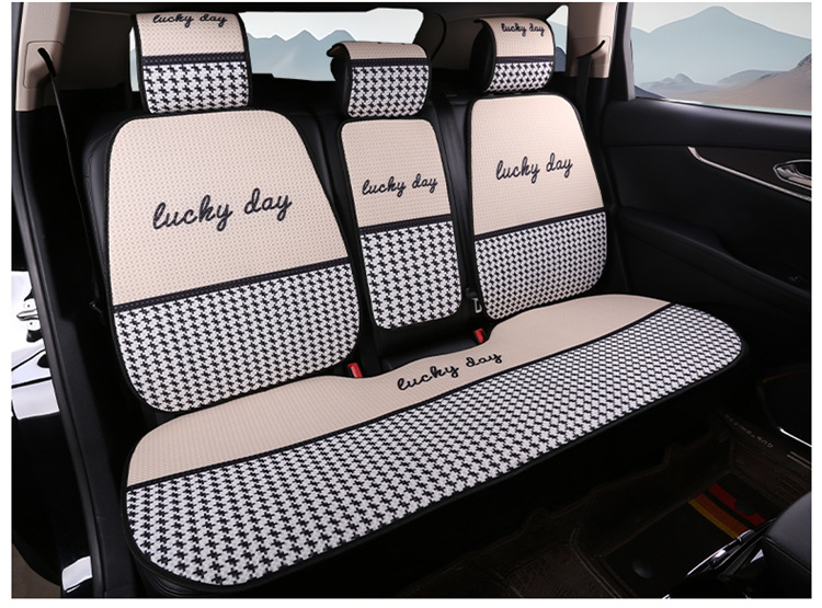 New Car Seat Cushion, Universal for All Seasons, Linen Seat Cushion, Half-Wrapped Waist-Cushion, Summer Cooling Pad, Non-Slip Breathable Seat Cushion Cover