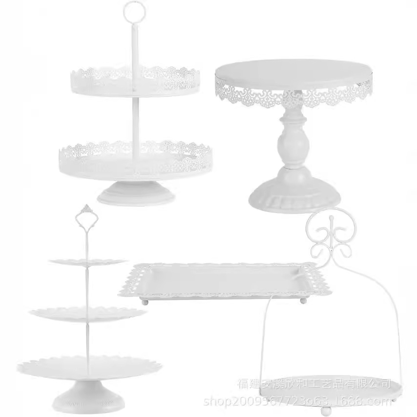Estante de pastel de hierro forjado de estilo europeo Restaurante occidental Café de la tarde Tés y refrigerios de postre Set de estante de exposición