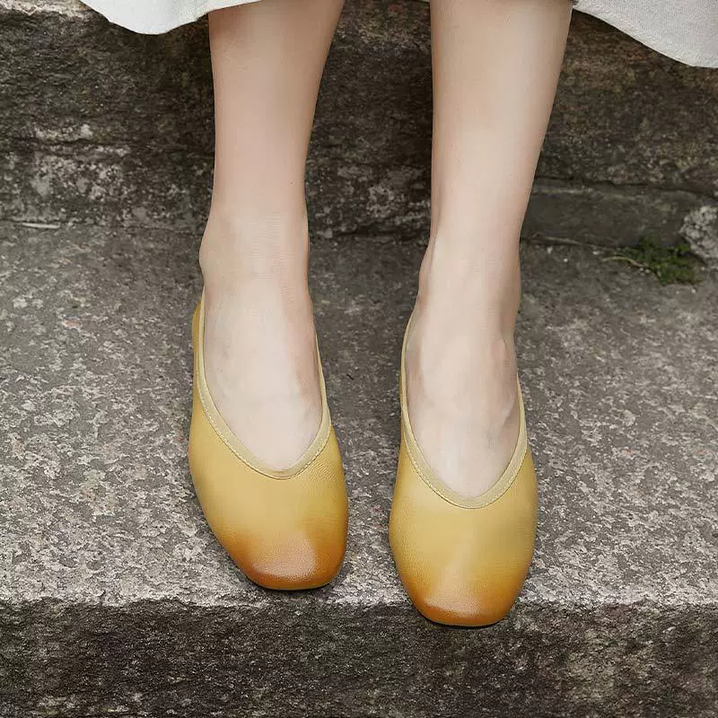 2025春季新款羊皮单鞋软底软面法式复古奶奶鞋轻便透气真皮女鞋