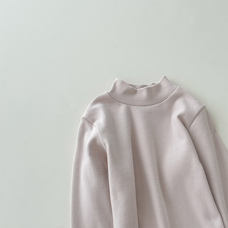Camiseta de cuello medio elástica de 280 g para niños y niñas, estilo otoño 2026, talla 150-160