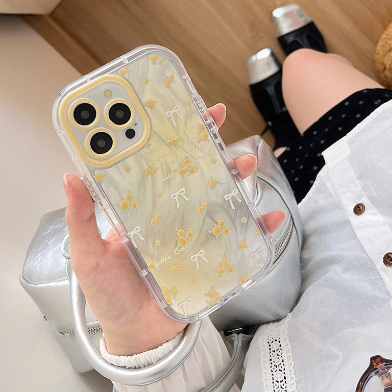 フレッシュな小さな花はリンゴ16promax携帯ケースiphone15plus羽糸クリーム14/13女を適用している