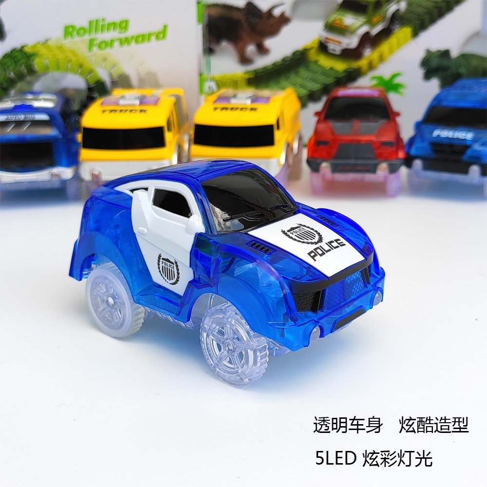 Eléctrico transparente 5-luz caramelo coche muñeca emisora de luz carril accesorios de juguete luz coche de policía ingeniería coche suministro transfronterizo