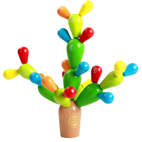 Wholesale children's wooden cactus assembly and baby's hands-on ability to disassemble and assemble cactus wooden building block toys